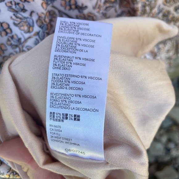 Free People Boheme Mini Dress in Ivory Floral Long Sleeved Open Back Size 10 New - Picture 10 of 12